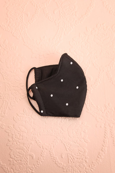 Black Polkadot Face Mask | Boutique 1861 lining view
