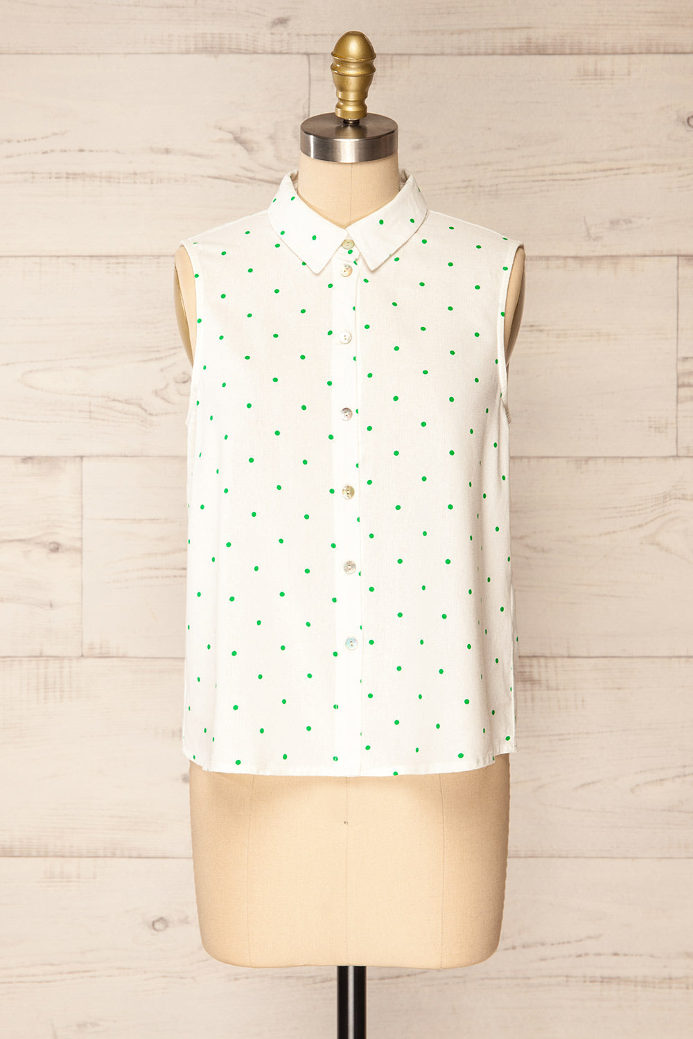 Blainville Sleeveless Polka-Dot Button-Up | La petite garçonne front view