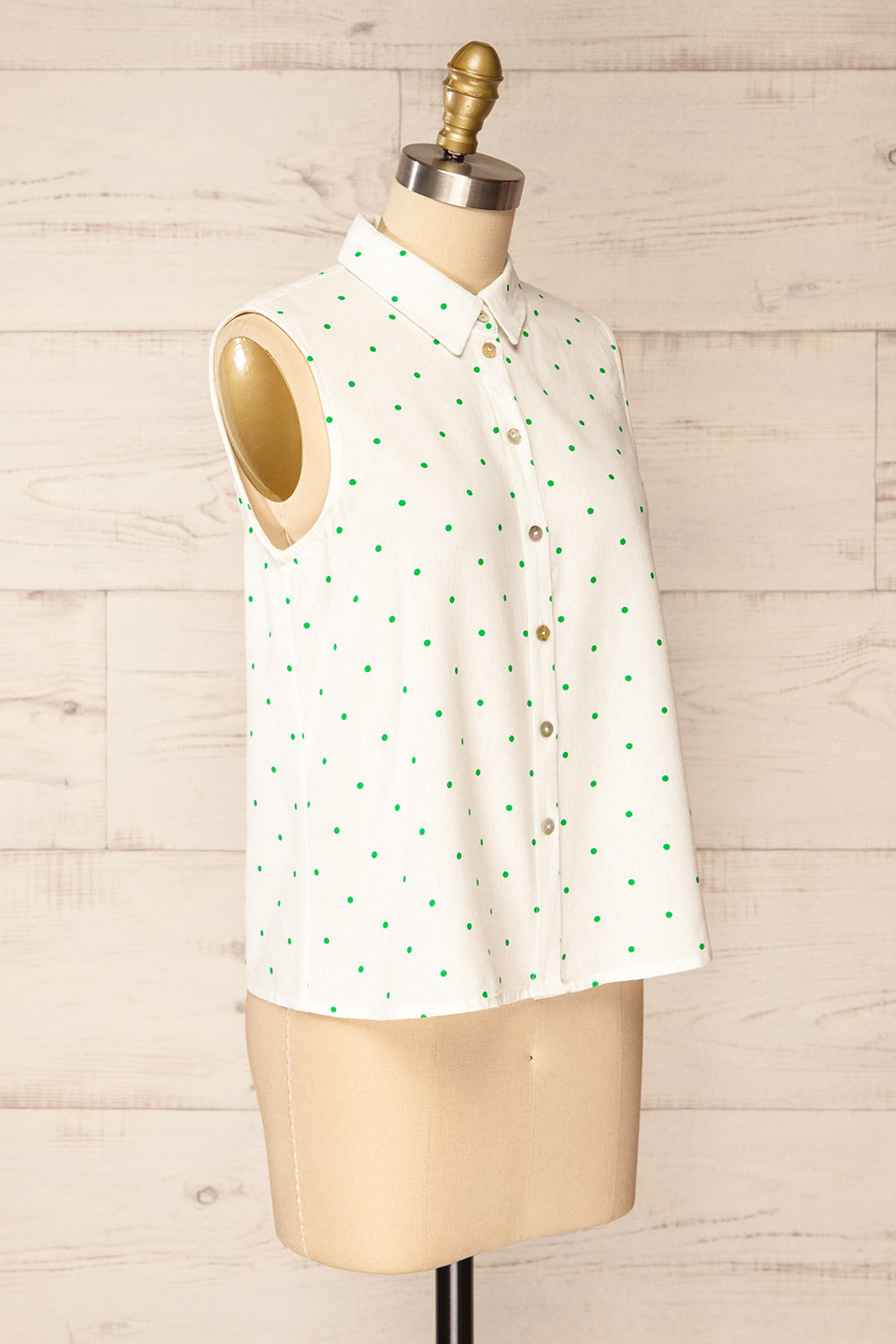 Blainville Sleeveless Polka-Dot Button-Up | La petite garçonne side view