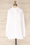 Blairr White Long Sleeve Button-Up Shirt | La petite garçonne front view