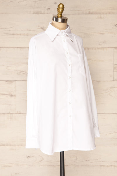 Blairr White Long Sleeve Button-Up Shirt | La petite garçonne side view