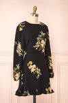 Blomey Black Short Floral Dress w/ Long Sleeves | Boutique 1861 side view
