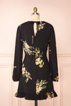 Blomey Black Short Floral Dress w/ Long Sleeves | Boutique 1861 back view