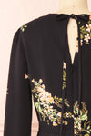Blomey Black Short Floral Dress w/ Long Sleeves | Boutique 1861 back close-up