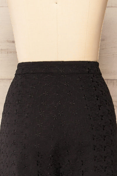 Boadilla Embroidered Black Chiffon Pants | La petite garçonne back close-up