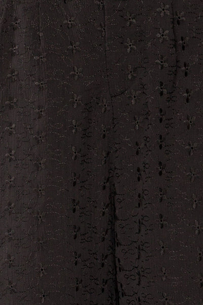 Boadilla Embroidered Black Chiffon Pants | La petite garçonne fabric