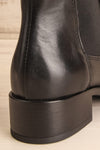 Bobby Black Leather Heeled Ankle Boots back close-up | La Petite Garçonne