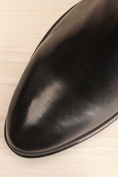 Bobby Black Leather Heeled Ankle Boots flat lay close-up | La Petite Garçonne