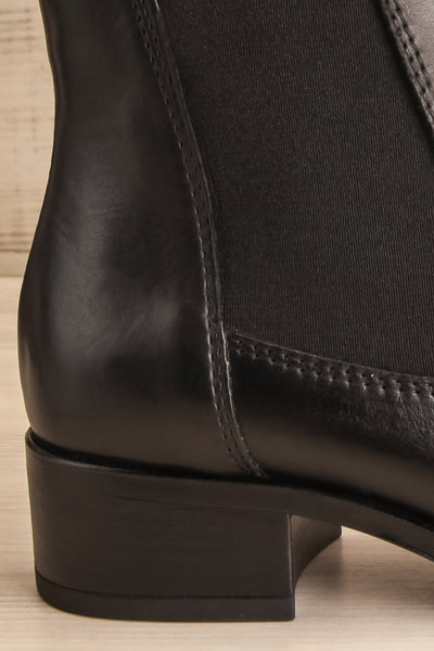 Bobby Black Leather Heeled Ankle Boots side back close-up | La Petite Garçonne