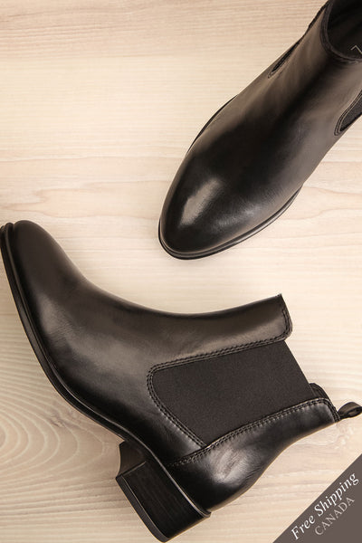Bobby Black Leather Heeled Ankle Boots flat lay | La Petite Garçonne