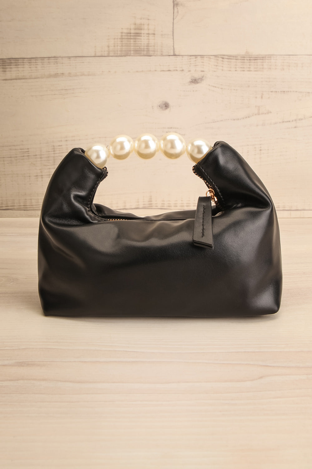 Bodance Black Handbag w/ Pearl Handle | La petite garçonne front view