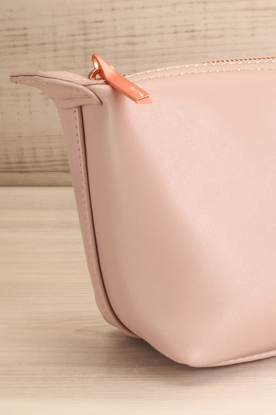 Bodrum Taupe Vegan Leather Cosmetic Bag side close-up | La Petite Garçonne