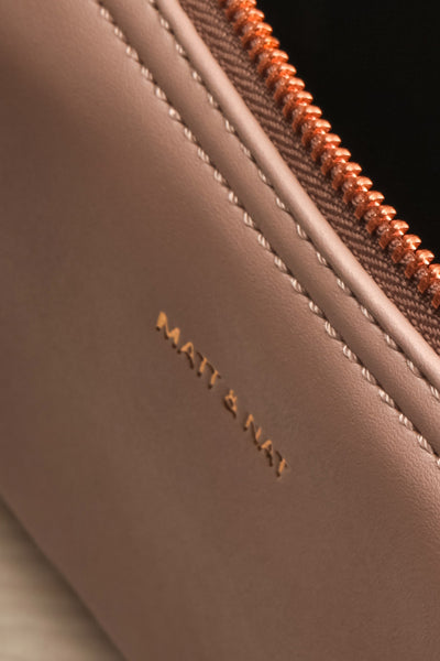 Bodrum Taupe Vegan Leather Cosmetic Bag inside close-up | La Petite Garçonne