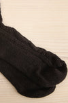 Bois Cannelle Black Cable Knit Knee-High Socks | La petite garçonne close-up