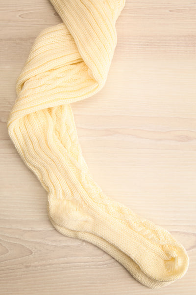 Bois Cannelle Ivory Cable Knit Knee-High Socks | La petite garçonne