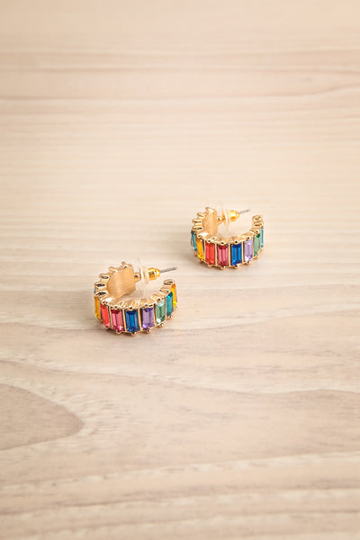 Boleslawiec Rainbow Crysal & Gold Hoop Earrings | La Petite Garçonne