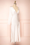 Bonnie Champagne Long Sleeve Silky Maxi Dress | Boutique 1861  side view
