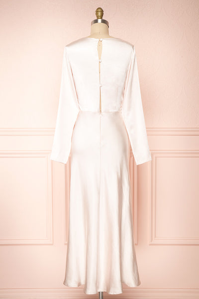 Bonnie Champagne Long Sleeve Silky Maxi Dress | Boutique 1861  back view