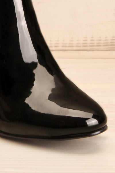 Boon Black Patent Matt & Nat Heel Ankle Boots front close-up | La Petite Garçonne