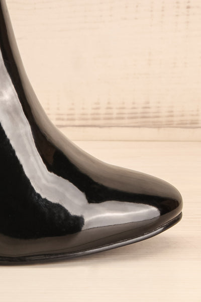 Boon Black Patent Matt & Nat Heel Ankle Boots side front close-up | La Petite Garçonne