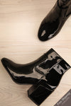 Boon Black Patent Matt & Nat Heel Ankle Boots flat lay | La Petite Garçonne