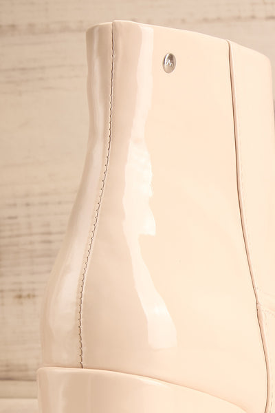 Boon Cream Patent Matt & Nat Heel Ankle Boots back close-up | La Petite Garçonne
