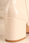 Boon Cream Patent Matt & Nat Heel Ankle Boots back heel close-up | La Petite Garçonne
