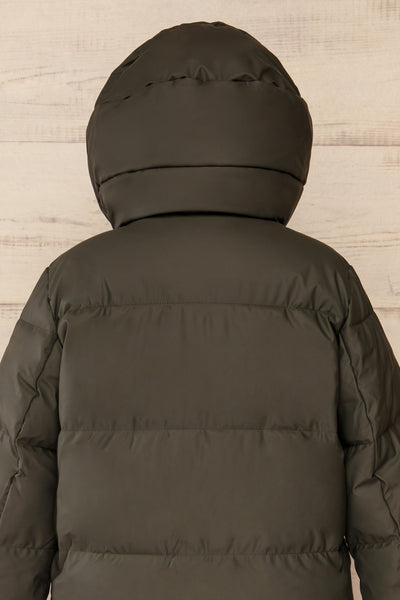 Borough Khaki Puffer Coat w/ Front Pockets | La petite garçonne back hood