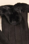 Bauska Black Gloves with Faux-Fur Lining wrist | La Petite Garçonne