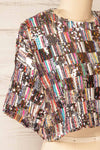 Bowie Short Sleeve Sequin Crop Top | La petite garçonne side close-up
