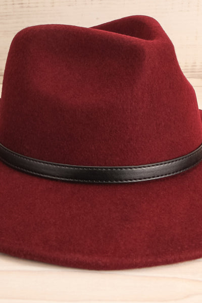 Bradford Burgundy Wool Felt Fedora Hat close-up | La Petite Garçonne