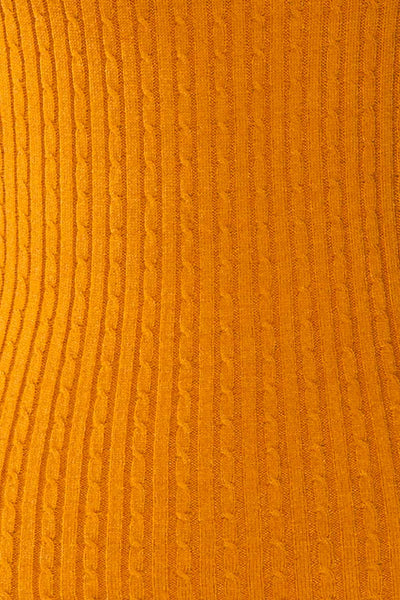 Braga Yellow Ribbed Fitted Mock Neck Top | La petite garçonne fabric