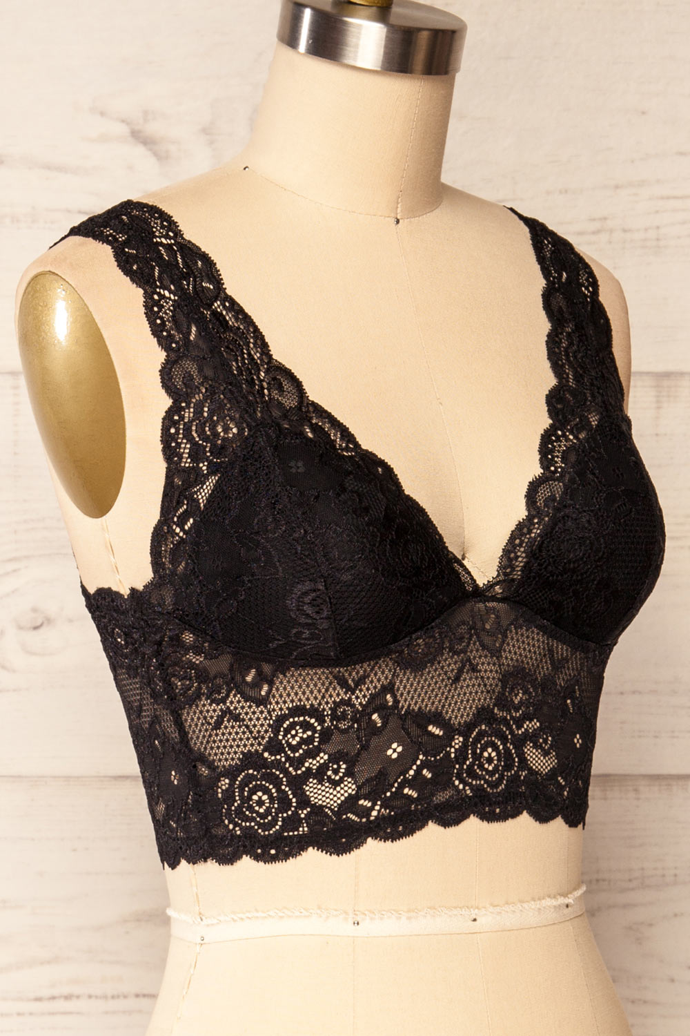 Braize Black Lace Bralette | La petite garçonne side close up