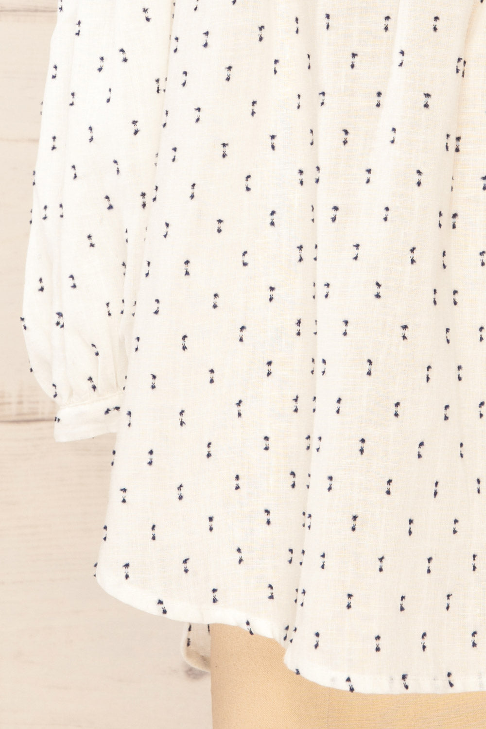 Brampton White 3/4 Sleeve Blouse w/ Embroidery | La petite garçonne sleeve