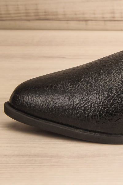 Brandia Glossy Black Slip-On Shoes | La Petite Garçonne Chpt. 2 side close-up
