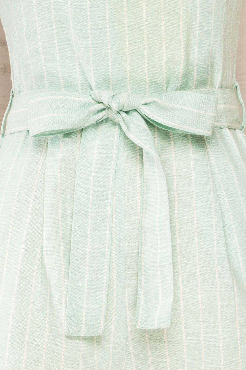 Bray Aqua Striped Romper with Belt | La petite garçonne bow