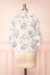Bredig Blue Short Sleeve Floral Cropped Blouse | Boutique 1861 back view