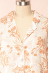 Bredig Orange Short Sleeve Floral Cropped Blouse | Boutique 1861 front close up