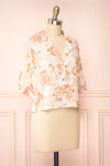 Bredig Orange Short Sleeve Floral Cropped Blouse | Boutique 1861 side view