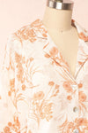 Bredig Orange Short Sleeve Floral Cropped Blouse | Boutique 1861 side close up