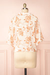 Bredig Orange Short Sleeve Floral Cropped Blouse | Boutique 1861 back view