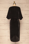 Bregenz Noire Black Pleated Midi Party Dress back view | Boutique 1861