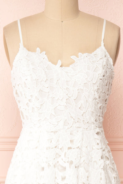 Brendais White Openwork Lace Midi Dress | Boutique 1861 front close-up