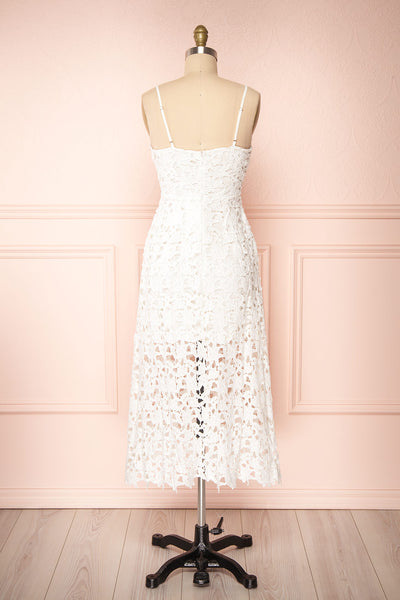 Brendais White Openwork Lace Midi Dress