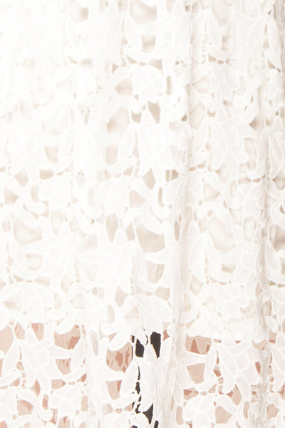 Brendais White Openwork Lace Midi Dress | Boutique 1861 fabric