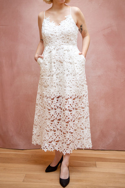 Brendais White Openwork Lace Midi Dress | Boutique 1861 model