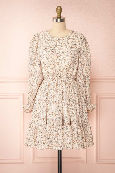 Bricelet Cream Floral Long Sleeve Dress | Boutique 1861 front view