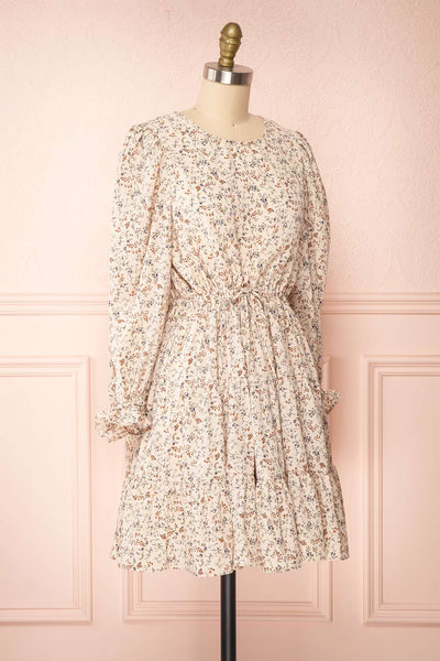 Bricelet Cream Floral Long Sleeve Dress | Boutique 1861 side view