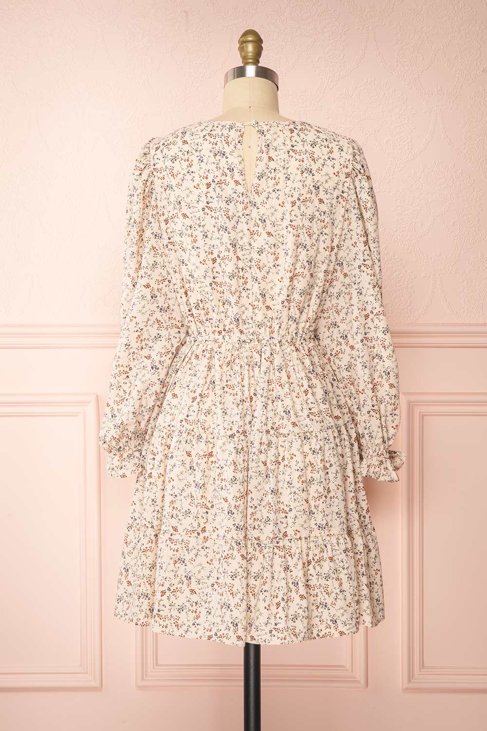 Bricelet Cream Floral Long Sleeve Dress | Boutique 1861 back view 