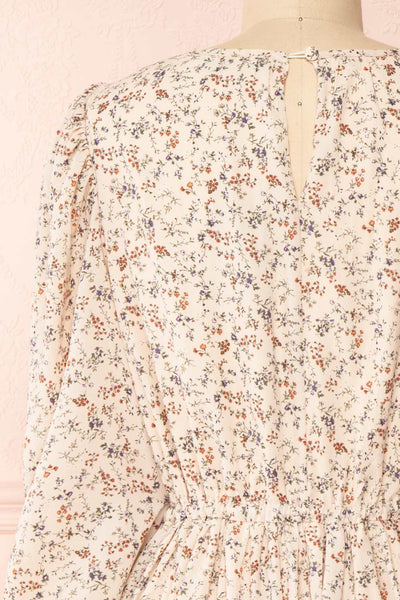 Bricelet Cream Floral Long Sleeve Dress | Boutique 1861 back close-up